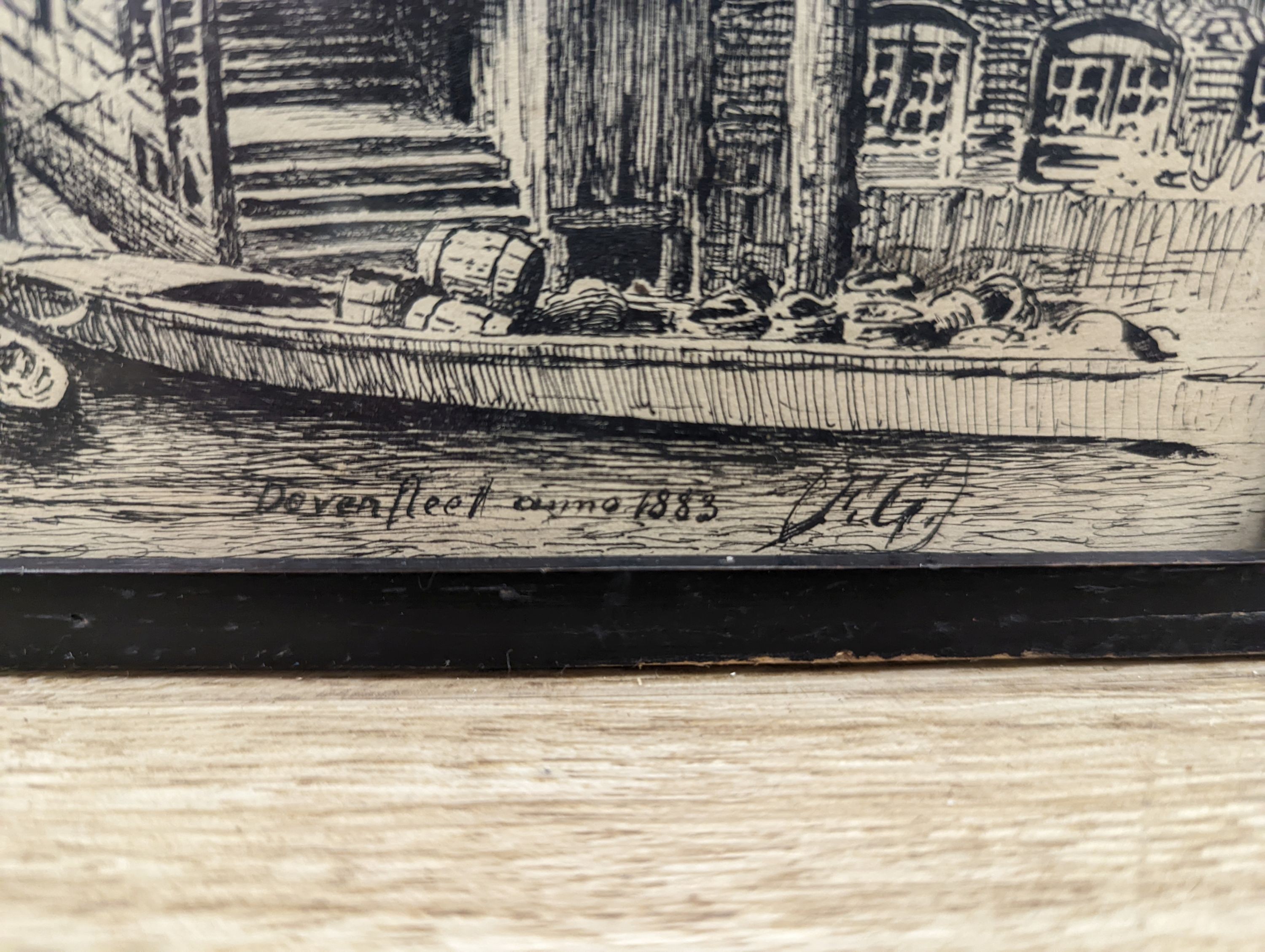 F.G, late 19th century pair of pen and ink north European views, both initialled and one dated, 20 x 24.5cm, 18.5 x 24cm